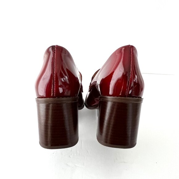 Vince Camuto Segellis Red Patent Leather Stacked Block Loafer Heels, Size 8 EC! - Picture 12 of 13